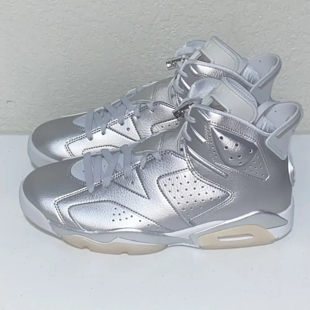 Air Jordan 6 Retro PSG Metallic Silver Mens 10.5 Basketball Shoes IQ5135-001